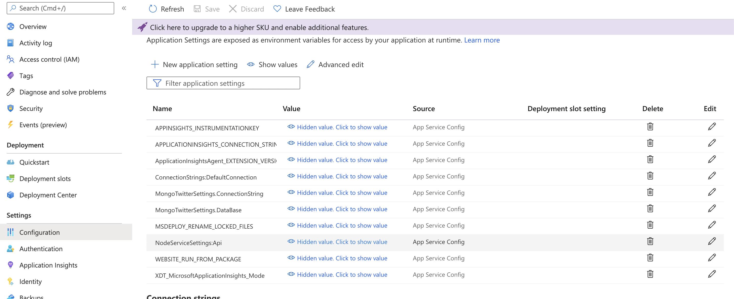 如何在 Azure 管道中編輯 appsettings?