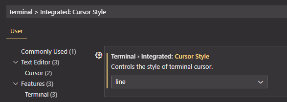 在 VS Code 中更改游標型別