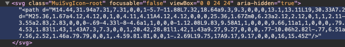 `<path>` 在發送到 `<SvgIcon>` 時被引號包圍，導致 SVG 無法渲染