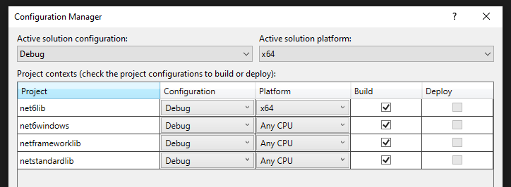 NET 5 Core 專案上的 MSBuild 生成不同的 bin/x64 和 bin/Debug 檔案夾結構
