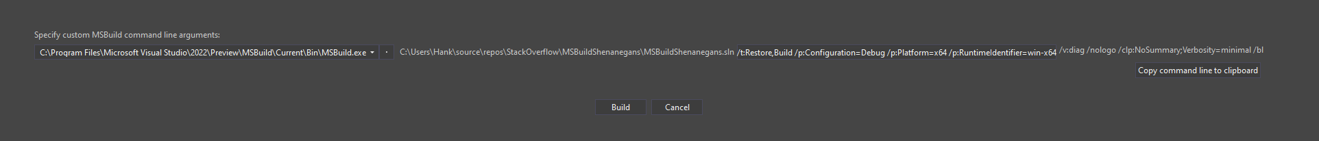NET 5 Core 專案上的 MSBuild 生成不同的 bin/x64 和 bin/Debug 檔案夾結構