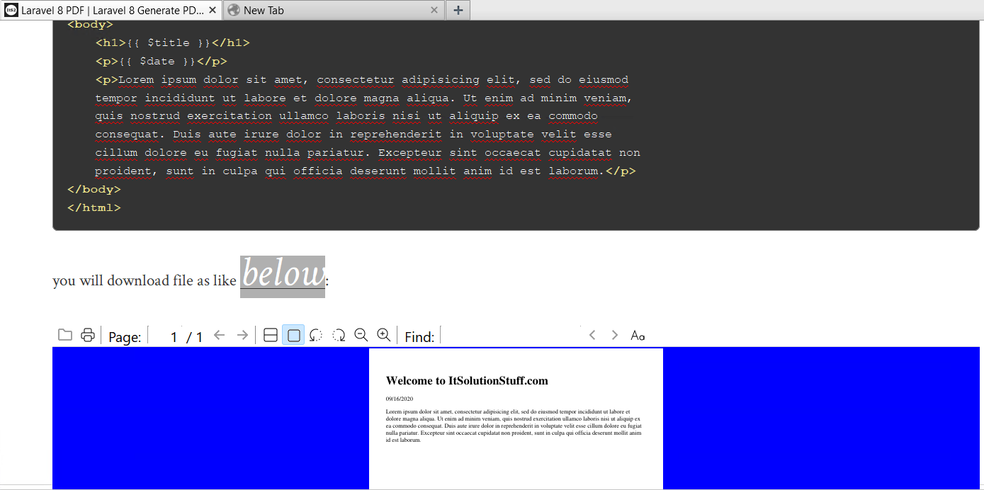 運行檔案pdf而不彈出下載laravel