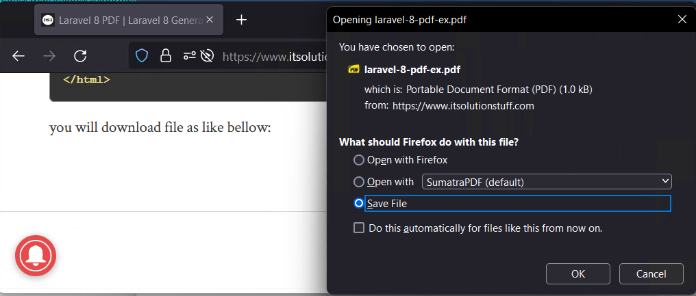 運行檔案pdf而不彈出下載laravel