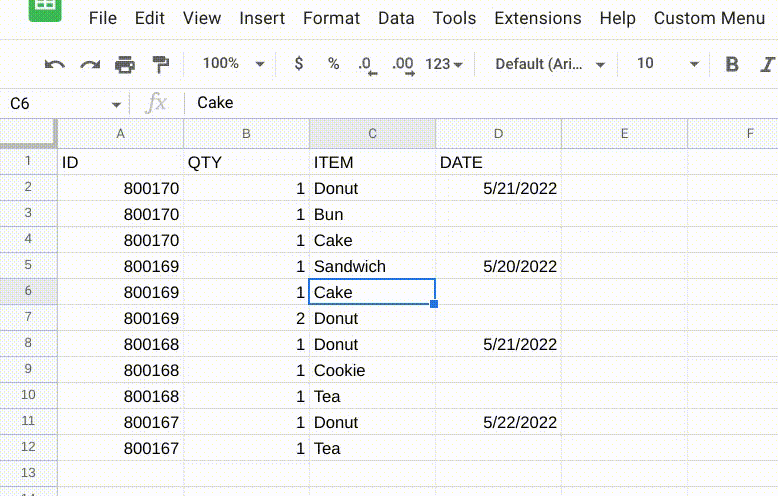 Google Sheets Pivot Table Merge Empty by ID