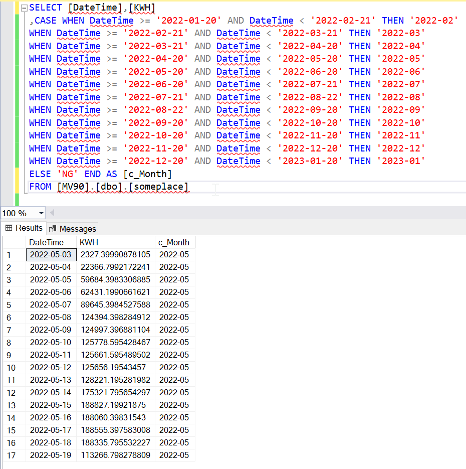 SQL Server:CASE 陳述句,在兩個日期之間然后這個