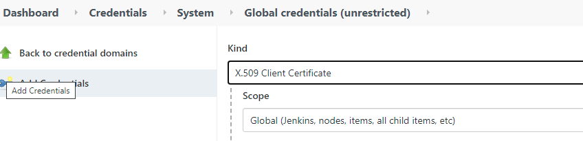 在 Jenkins 中使用 withCredentials 系結中的客戶端證書