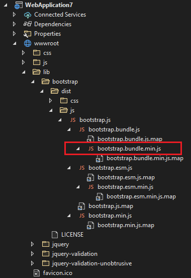 ASP.NET Core 中的 bootstrap.bundle.min.js 來自哪里?