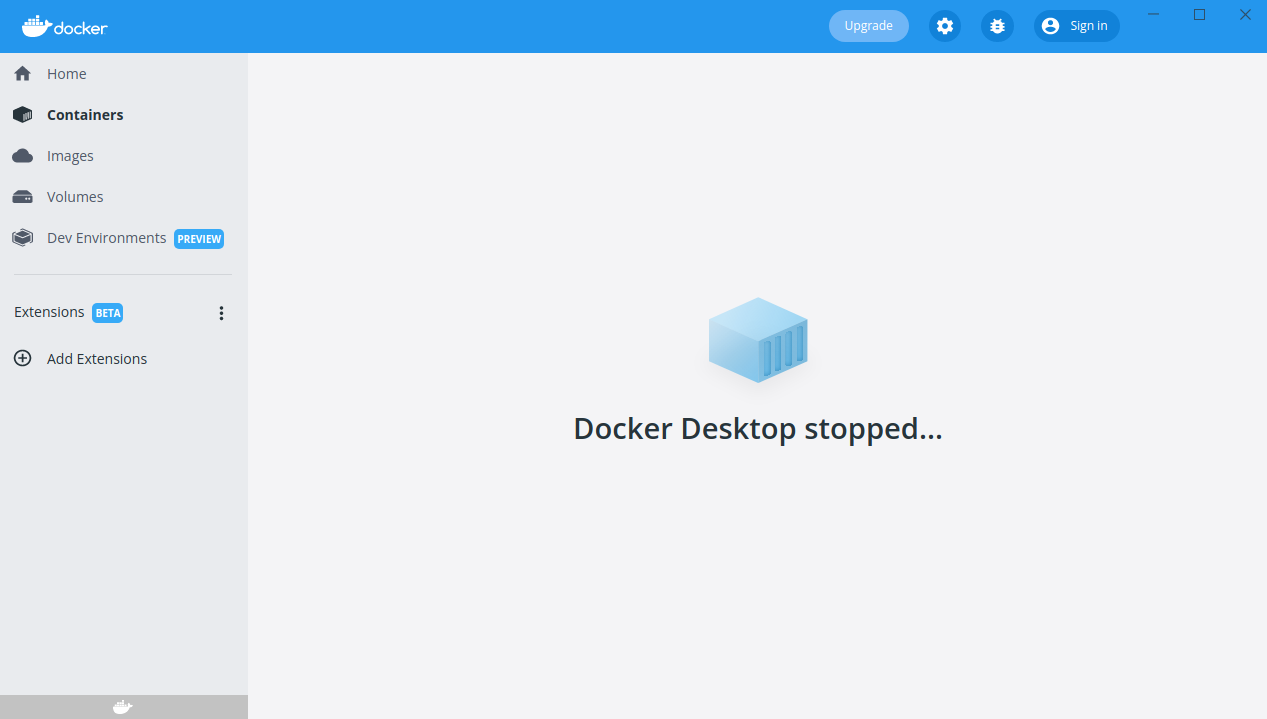 Docker 正在運行。Docker 桌面說“Docker 桌面停止...”