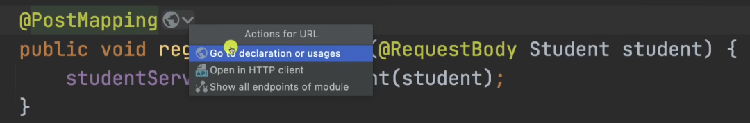 Intellij 中缺少“url 的操作”