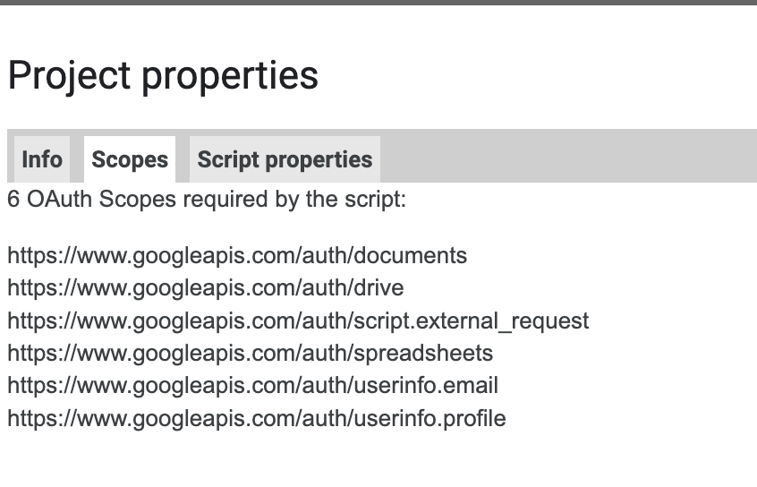 AppScript oauth 范圍和鏈接的 gcp 專案范圍之間有什么關系？
