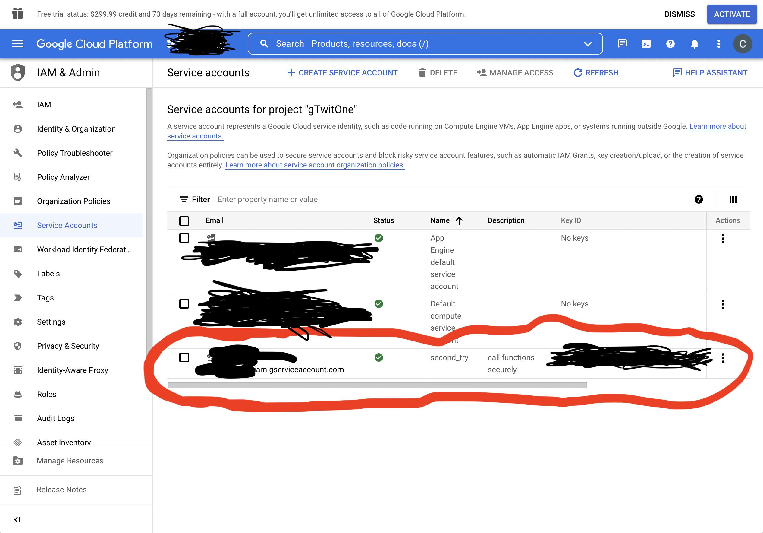 Google Cloud Platform Postman 僅通過主 Google 帳戶而不是服務帳戶呼叫函式