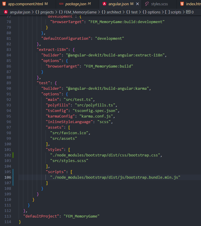 通過 angular.json 檔案在 Angular 專案中引導 5