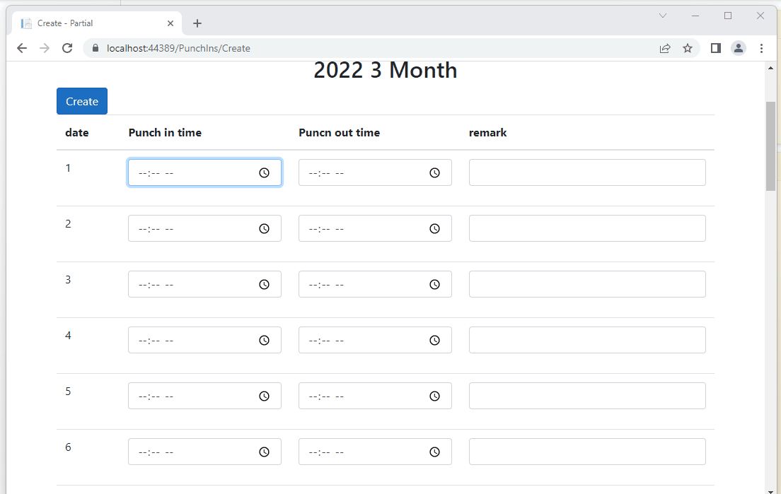 .net core MVC Month schedule for pushing in and out cant store days in database using entityframework