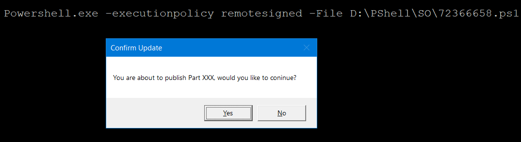 從批處理檔案啟動 Powershell 時彈出是/否訊息框
