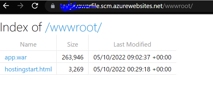 將戰爭檔案上傳到 Azure Web 應用程式,404 錯誤