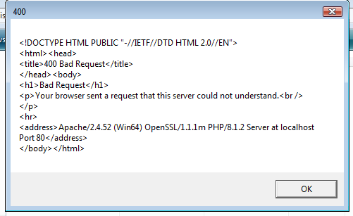WinHTTP 導致 Apache Web 服務器 (localhost) 在 Windows Vista 上以 http 狀態 400 進行回應