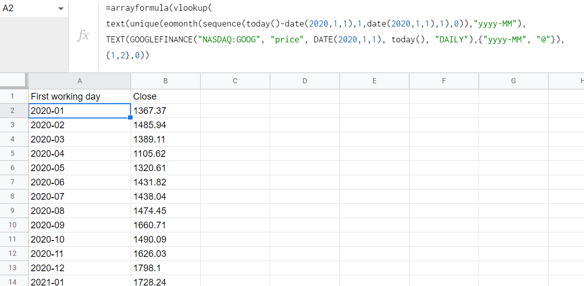 Google Sheet - 查詢以顯示給定串列中最早日期的日期和值
