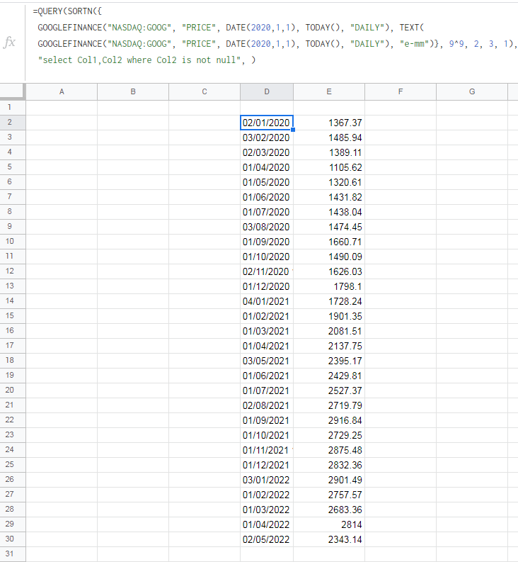 Google Sheet - 查詢以顯示給定串列中最早日期的日期和值