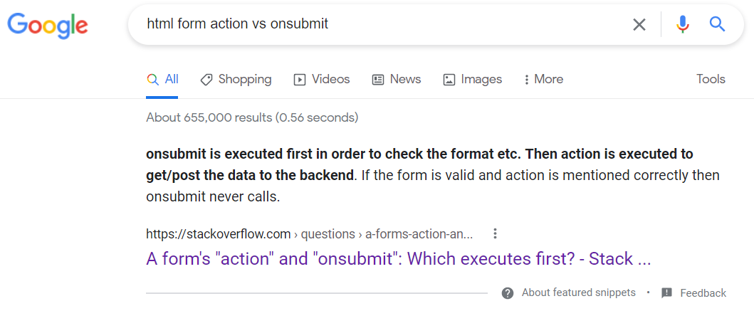 HTML 表單:action vs onsubmit