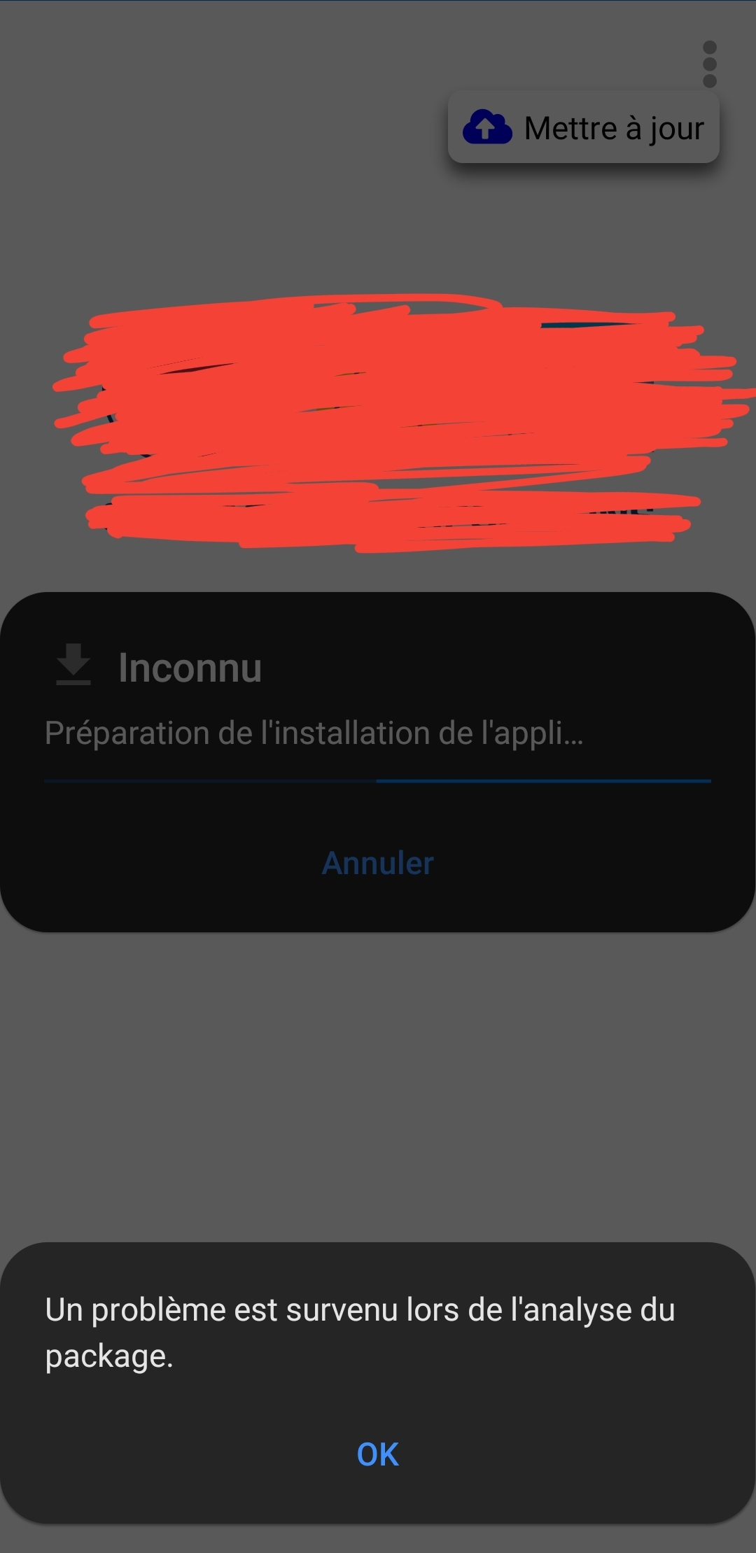 在應用程式中安裝 apk 時分析包時出錯