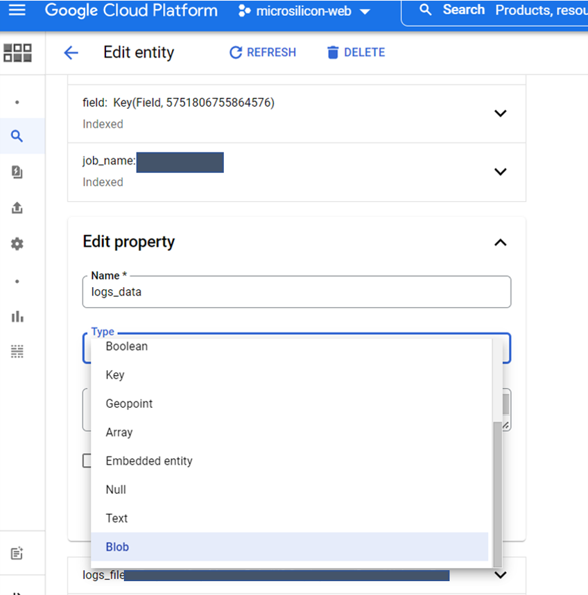 對于 Google Cloud Datastore 上的現有物體,我想將新屬性添加為 Blob?