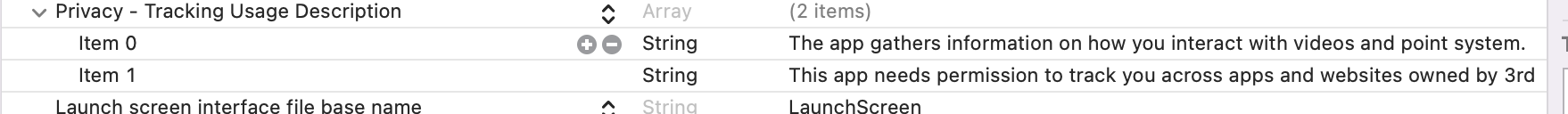 Swift 添加 ATTrackingManager - 在 info.plist 中找不到密鑰