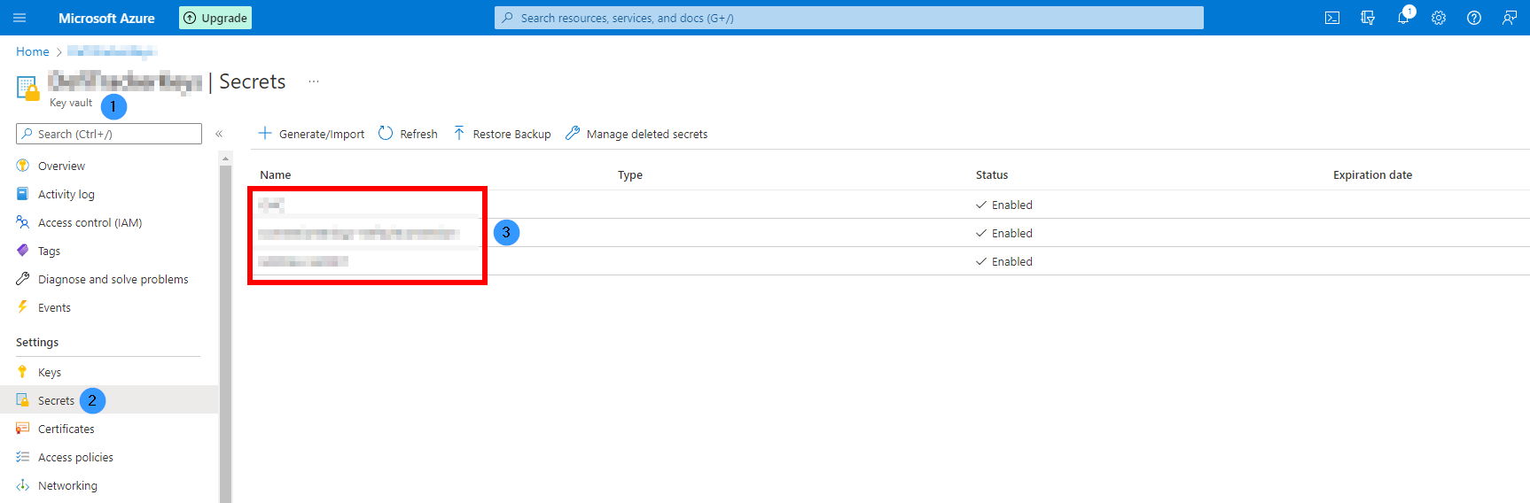 Azure KeyVault 在運行 GetSecret() 時給出空參考例外
