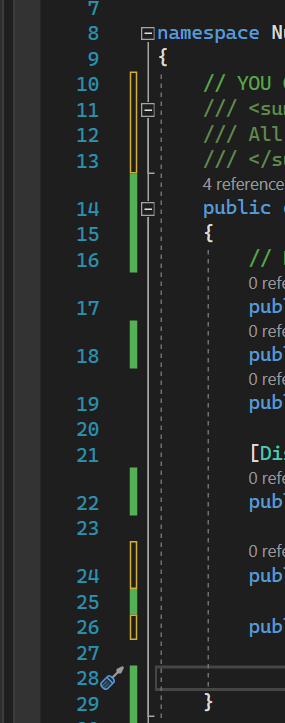在 Visual Studio 2022 中關閉彩色更改跟蹤區域