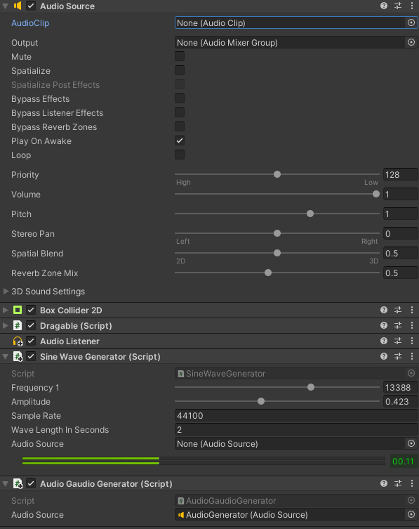 unity 設定 Script 為 AudioSource