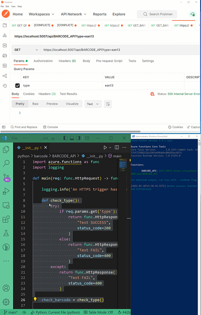 使用 Python 運行時在 Azure 函式中接收 TypeError