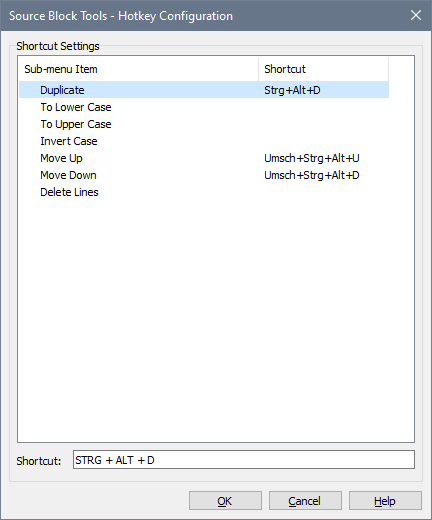 如何從 Cnpack 插件更改快捷鍵 CTRL ALT D(重復行)?