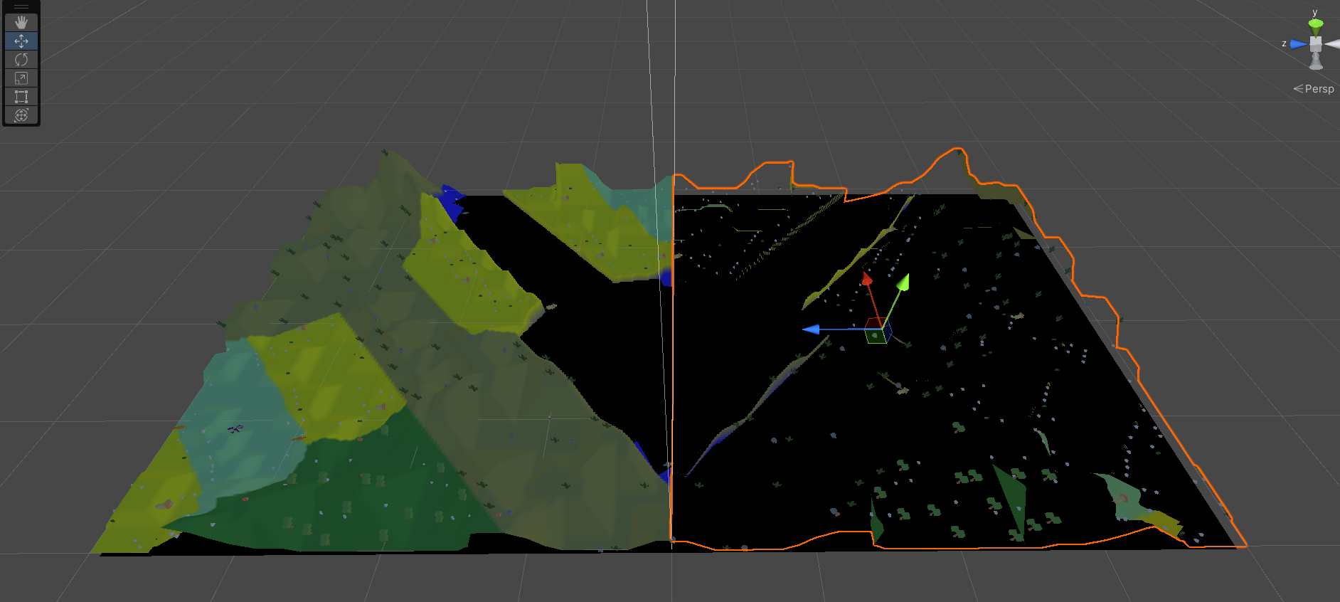 Unity 鏡像網格，但顏色朝下