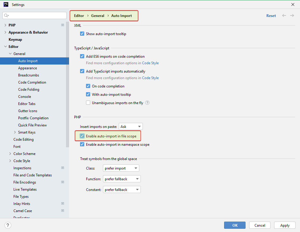如何在進入 PhpStorm 時自動匯入?