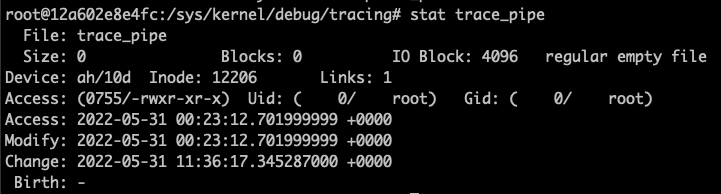 Linux 跟蹤/trace_pipe 檔案不可讀 (debugfs)