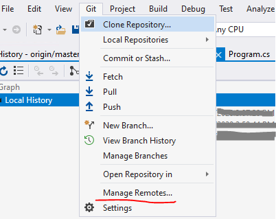 如何將現有的 Visual Studio 專案推送到不同的 GitHub 存盤庫