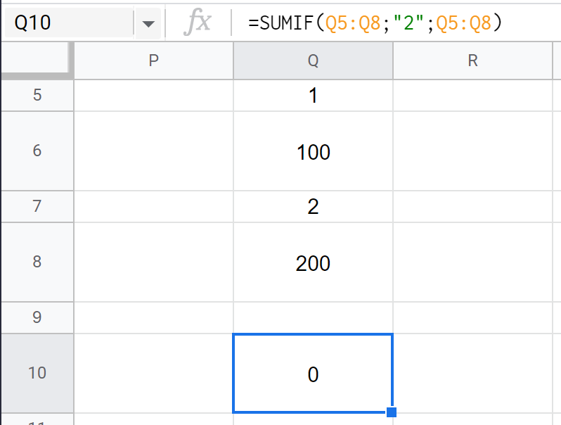 Google 表格中的 SUMIF 函式始終回傳 0