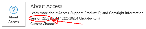 使用 MS-Access VBA 查找 OFFICE 365 Build 版本