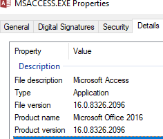 使用 MS-Access VBA 查找 OFFICE 365 Build 版本