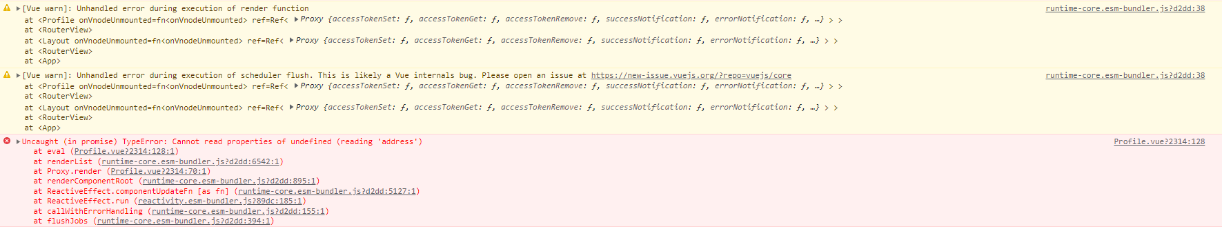 Uncaught (in promise) TypeError: Cannot read properties of undefined (reading 'address')