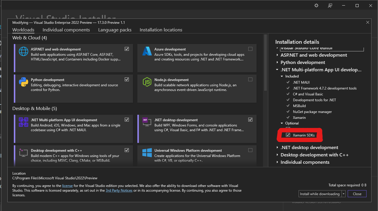 升級 Visual Studio 2022 預覽后我的 iOS 專案不再加載