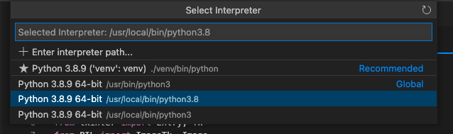 棄用警告：Tk 的系統版本已棄用，Vs Code 中的 M1 Mac - 全域 Python
