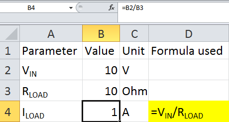 使用列 A 中使用的引數名稱在 excel 中顯示使用的公式