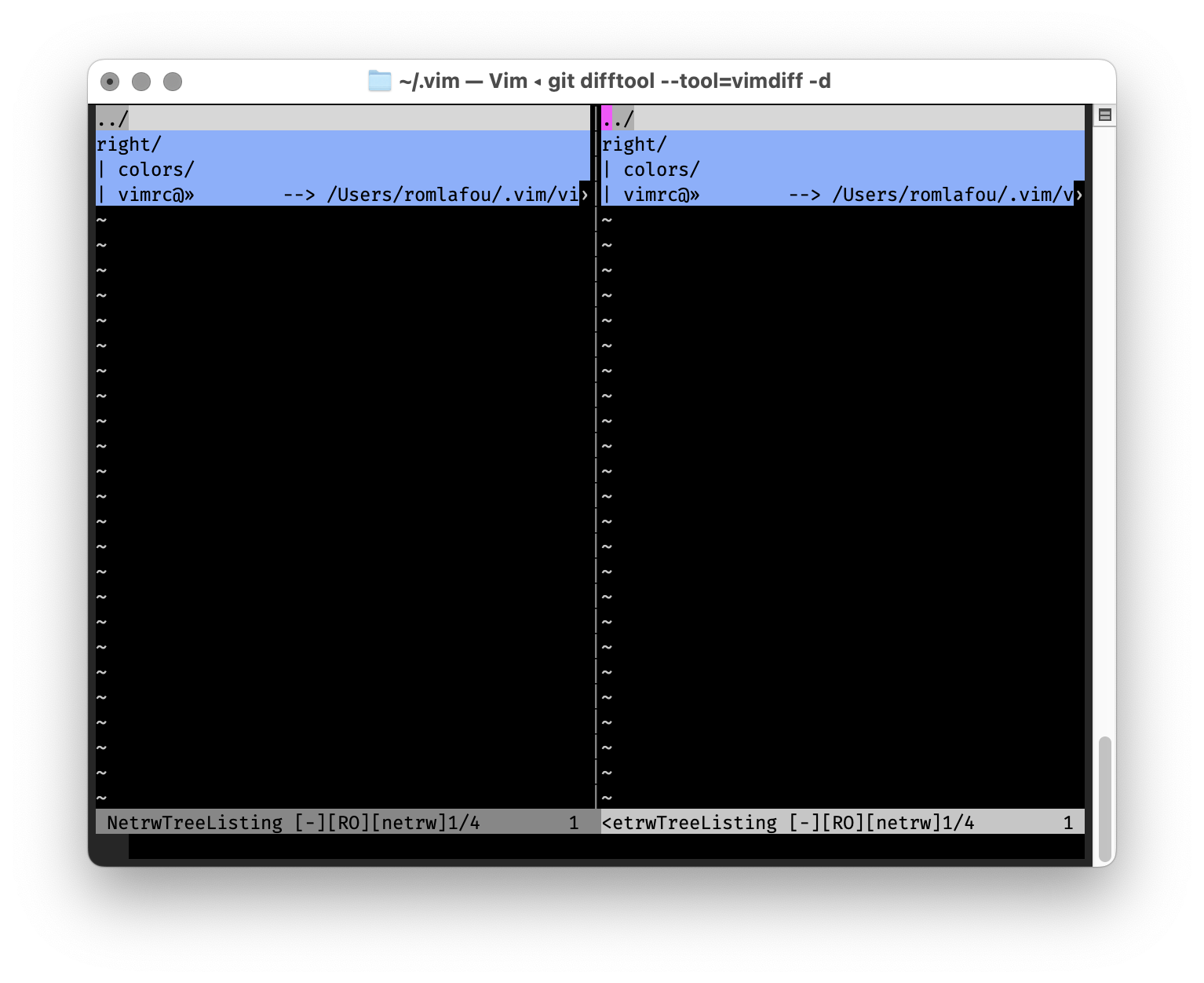 使用 vimdiff 作為 git difftool 時列出檔案對