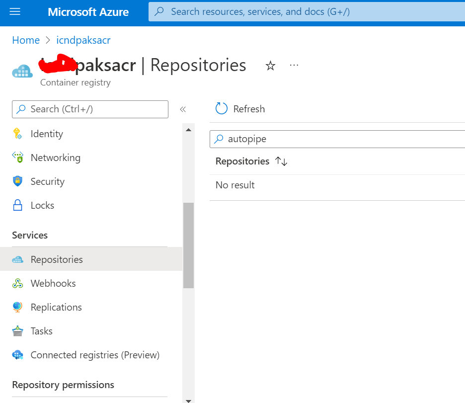 在 Azure 容器注冊表中找不到推送的映像