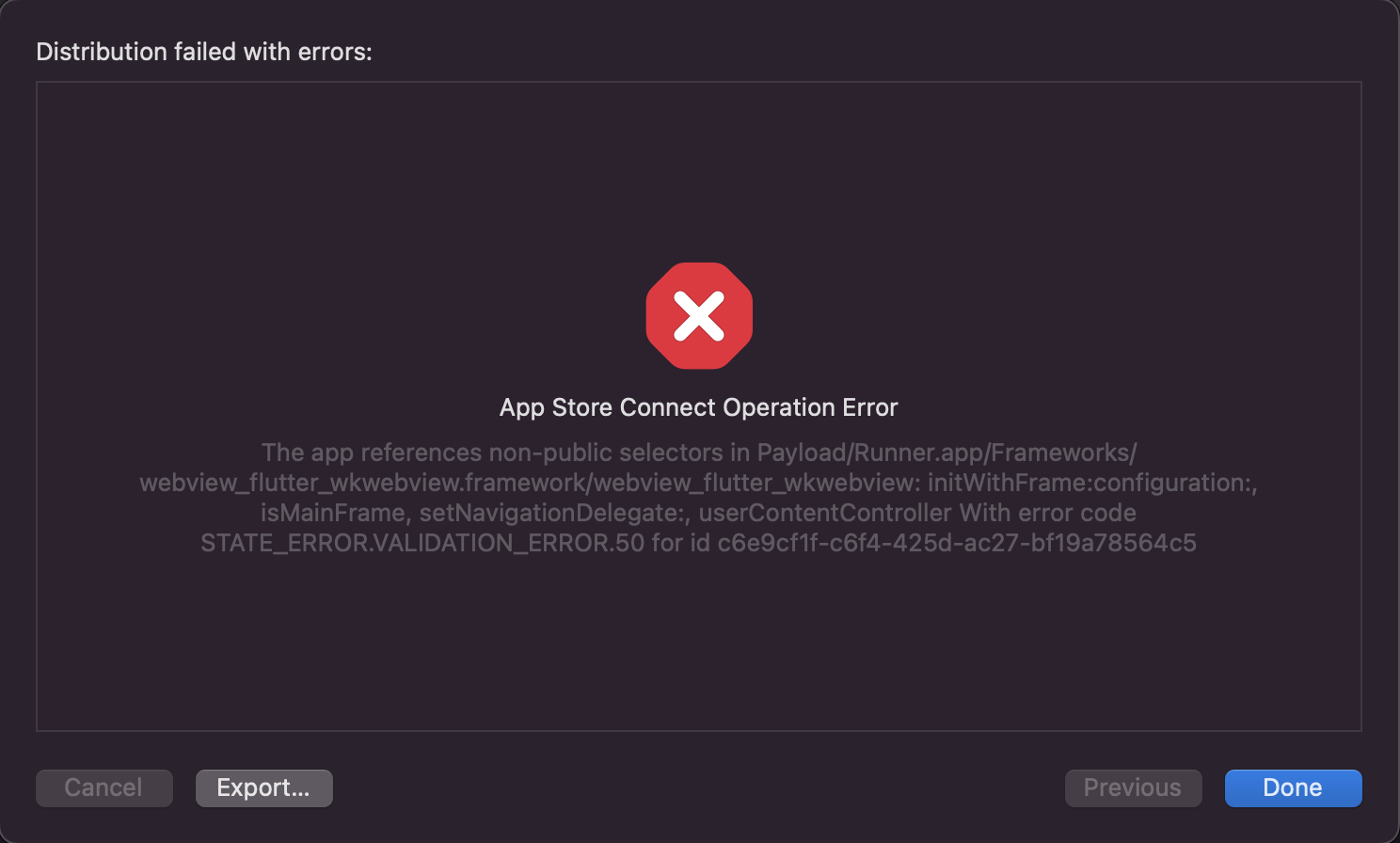 將應用程式上傳到 TestFlight 時出錯我該如何解決？