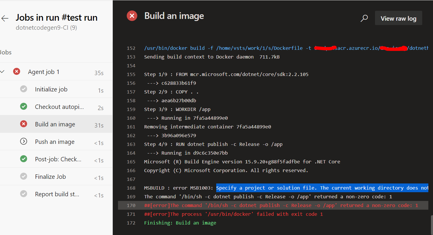 Docker檔案錯誤!錯誤:指定專案或解決方案檔案。當前作業目錄不包含專案或解決方案檔案