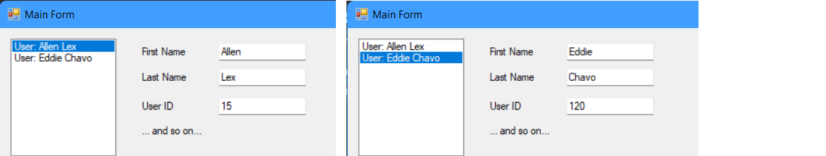 C# 將保存的 JSON 檔案加載到串列框并顯示所選專案的屬性