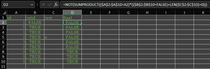 Excel - 按 ID 的條件組