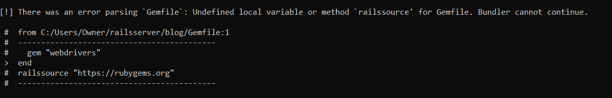 Ruby on Rails 幫助，決議“Gemfile”時出錯：