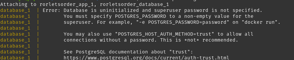 Docker:您必須指定 POSTGRES_PASSWORD